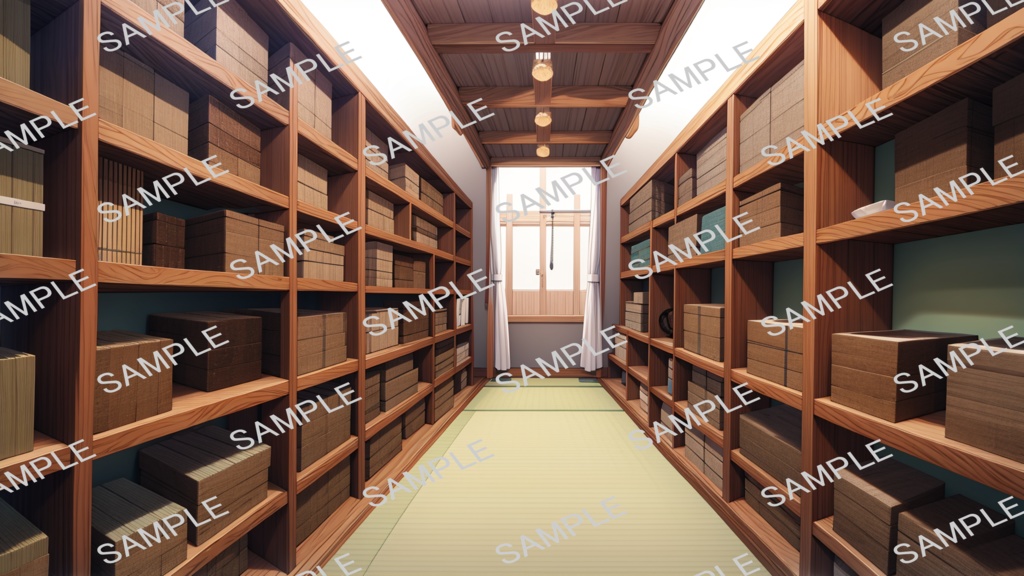 【無料版あり】立ち絵/背景 アルビノのミニスカ巫女/和風の町・和風の庭(昼夜夕差分あり)+物置