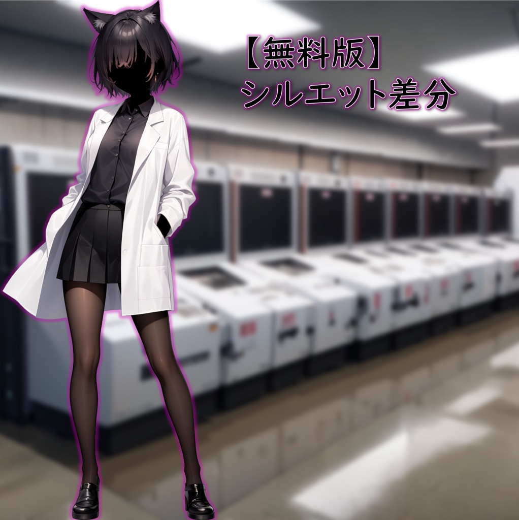 【無料版あり】立ち絵/背景 猫耳の生えた白衣の少女/怪しい研究施設・廃墟・通路・倉庫
