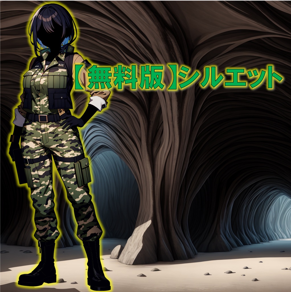 【無料版あり】立ち絵/背景 軍服の女性/砂漠・洞窟(時間別差分あり)