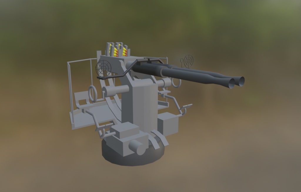 [3Dモデル単体]2連装 Bofors40mm機関砲