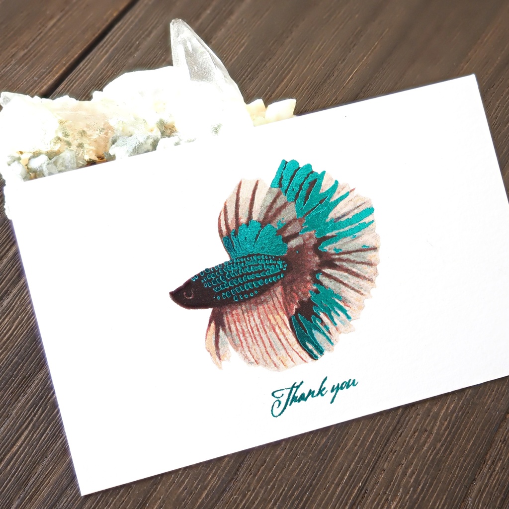 "夜明けの海"ベタの箔押しサンクスカード(5枚入り)