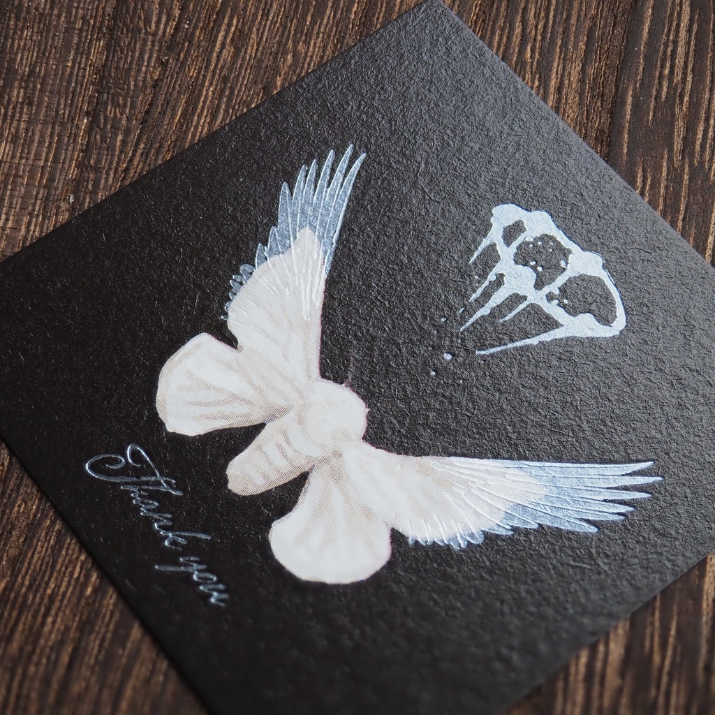 "てんし"カイコの箔押しサンクスカード(5枚入り)