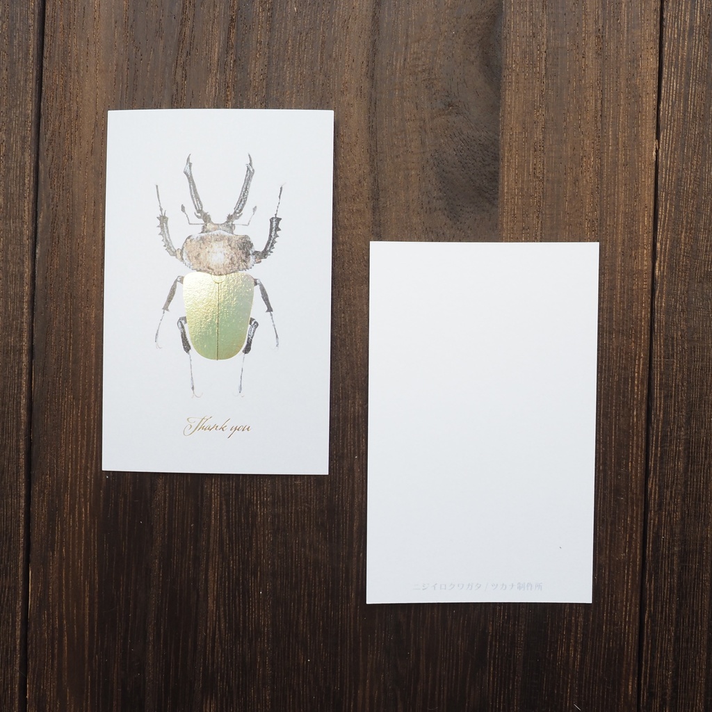 ニジイロクワガタの箔押しサンクスカード(3枚入り)