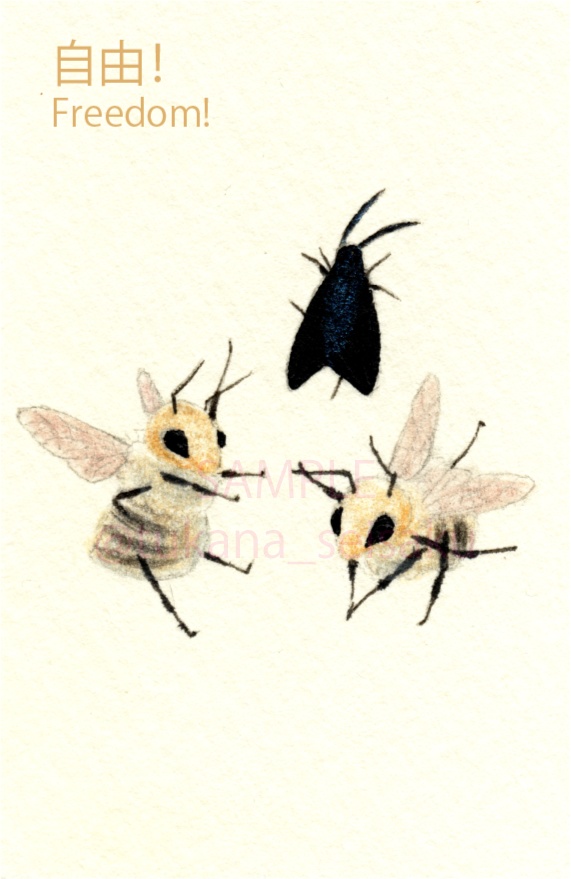 【完成品】額装イラスト原画:ふわふわな方々(Fluffy fellows)