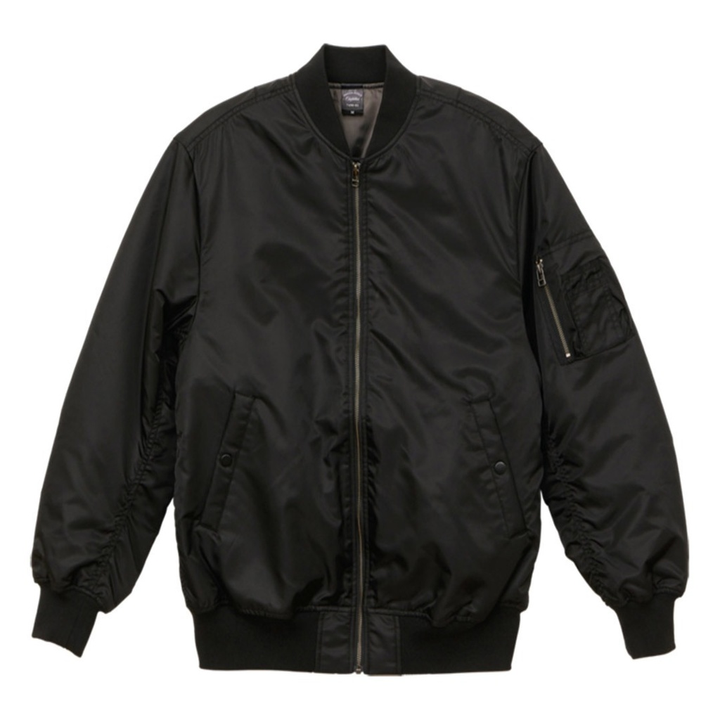 イボタガ刺繍のフライトジャケット(ブラック)【2/10~順次発送】