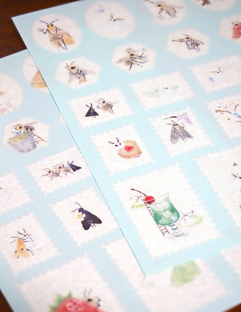 ふわふわな方々和紙シール