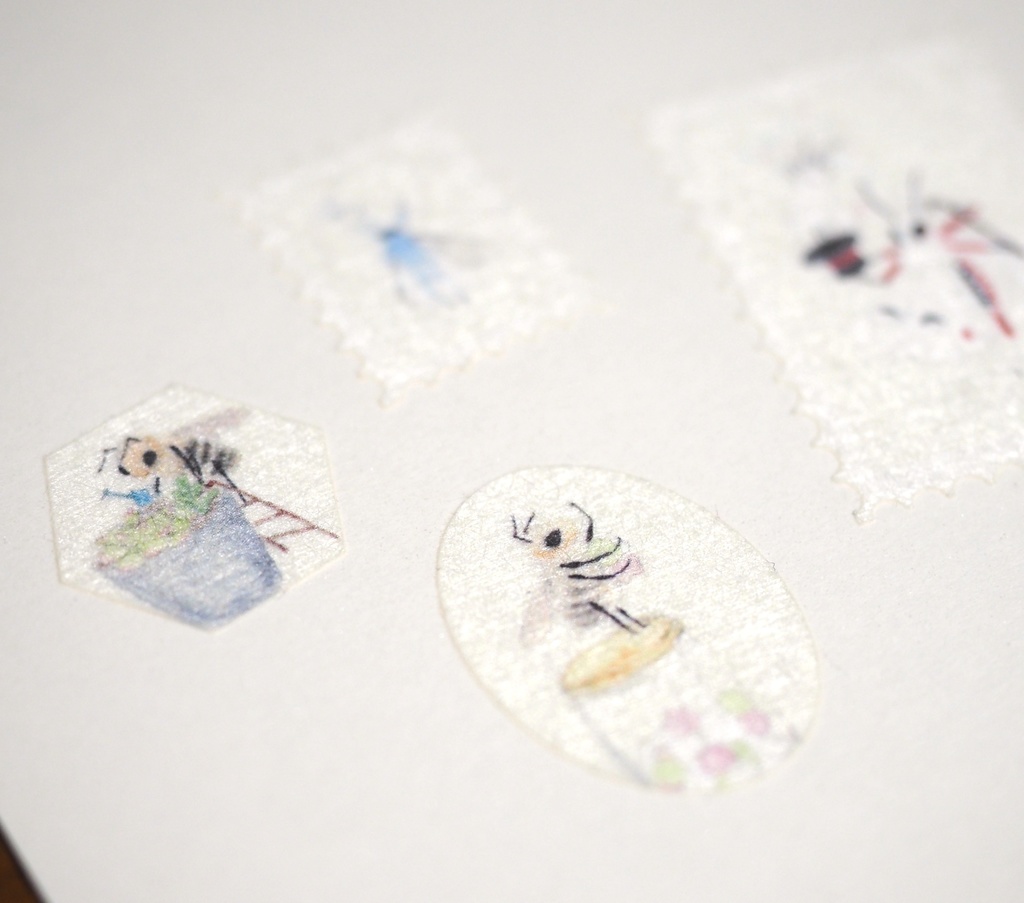 ふわふわな方々和紙シール