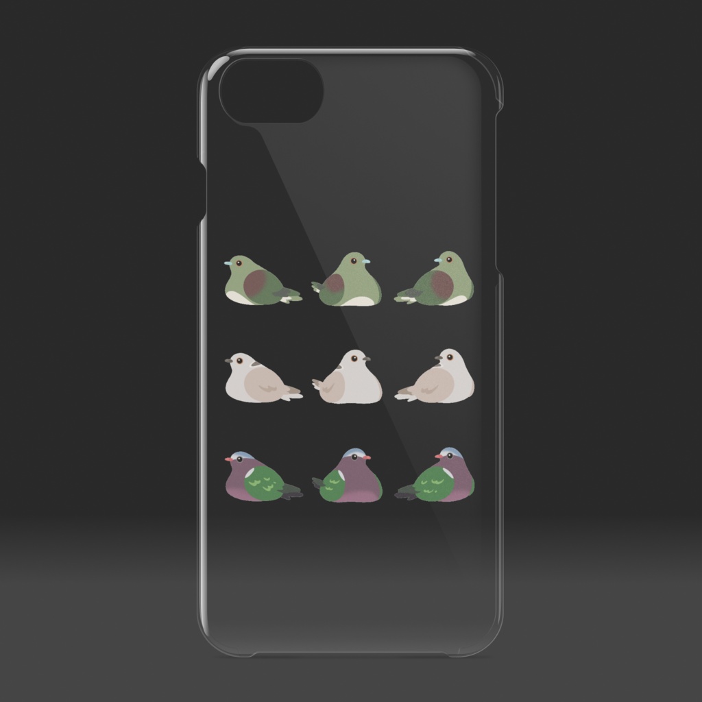 ハト3種詰めのクリアスマホケース