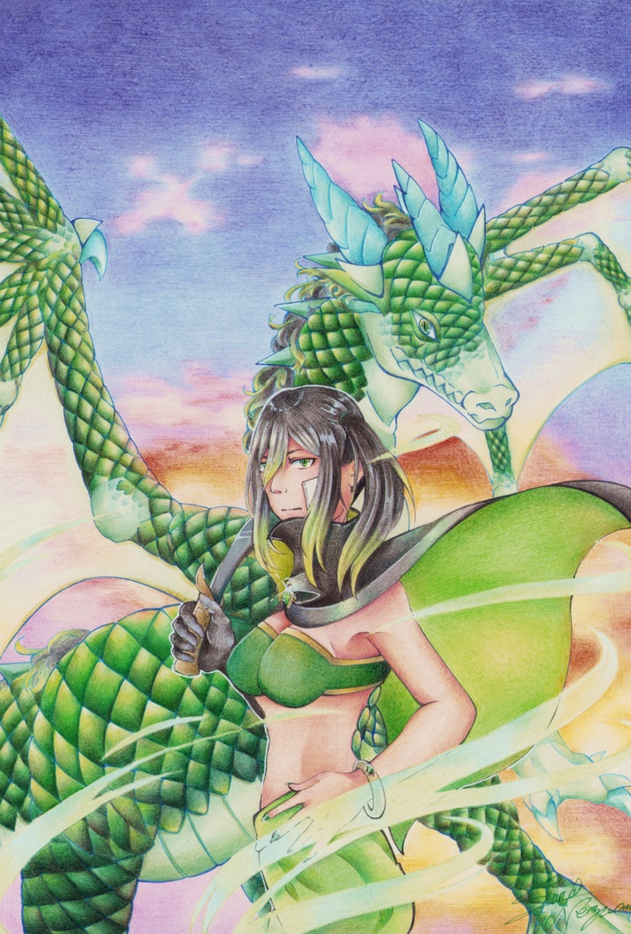 「暁の龍」ポストカード 連作「己が心は空を映すか」ver.