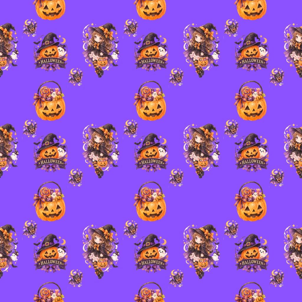 Halloweenデジタルペーパーシームレスパターン5枚セット