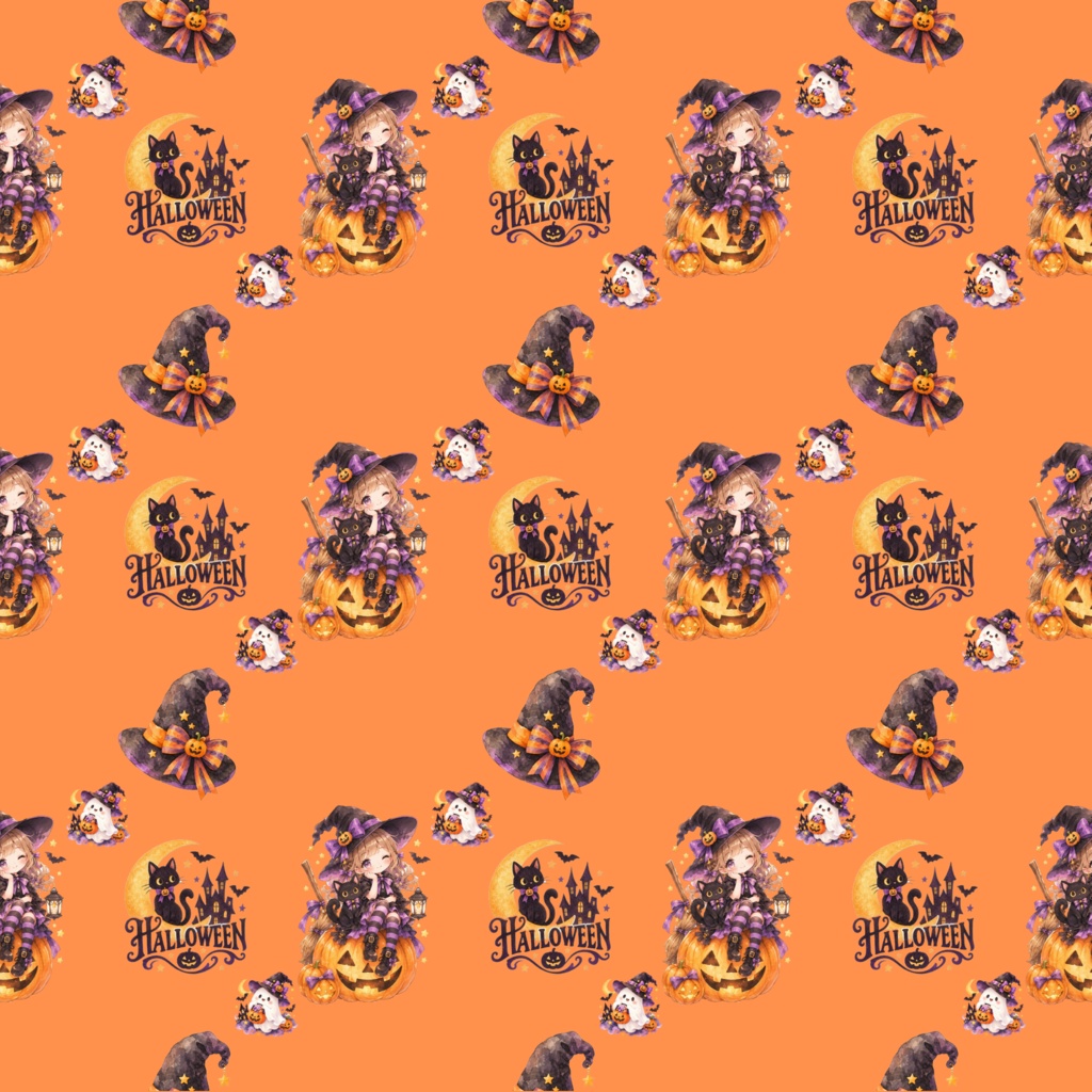 Halloweenデジタルペーパーシームレスパターン5枚セット