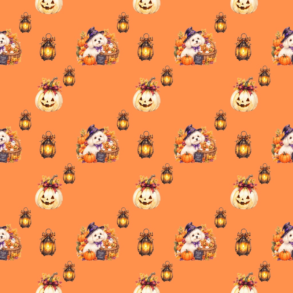 Halloween Dog Costume デジタルペーパーシームレスパターン5枚セット