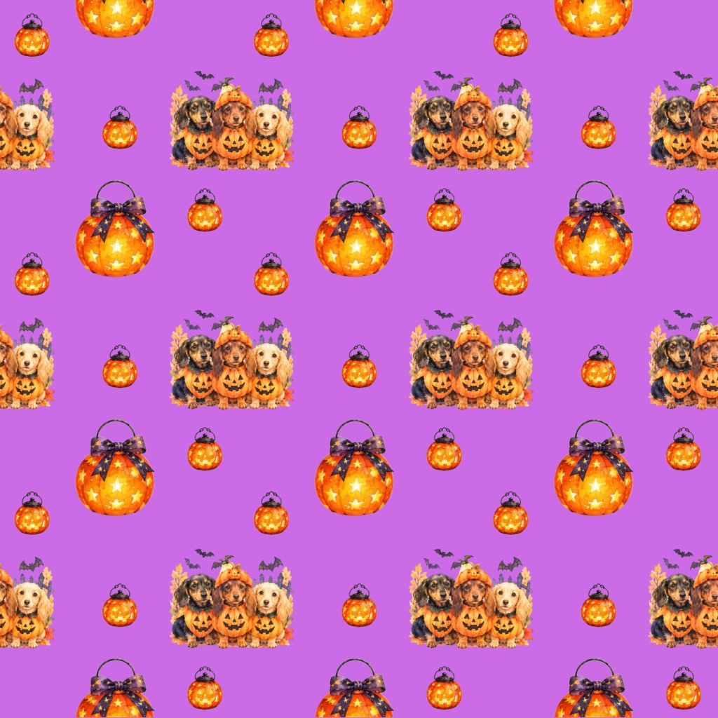 Halloween Dog Costume デジタルペーパーシームレスパターン5枚セット