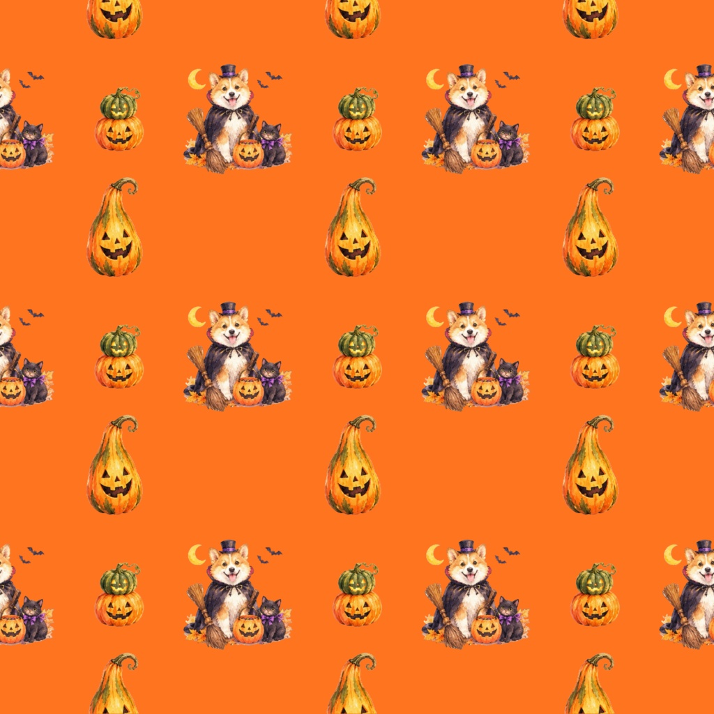 Halloween Dog Costume デジタルペーパーシームレスパターン5枚セット