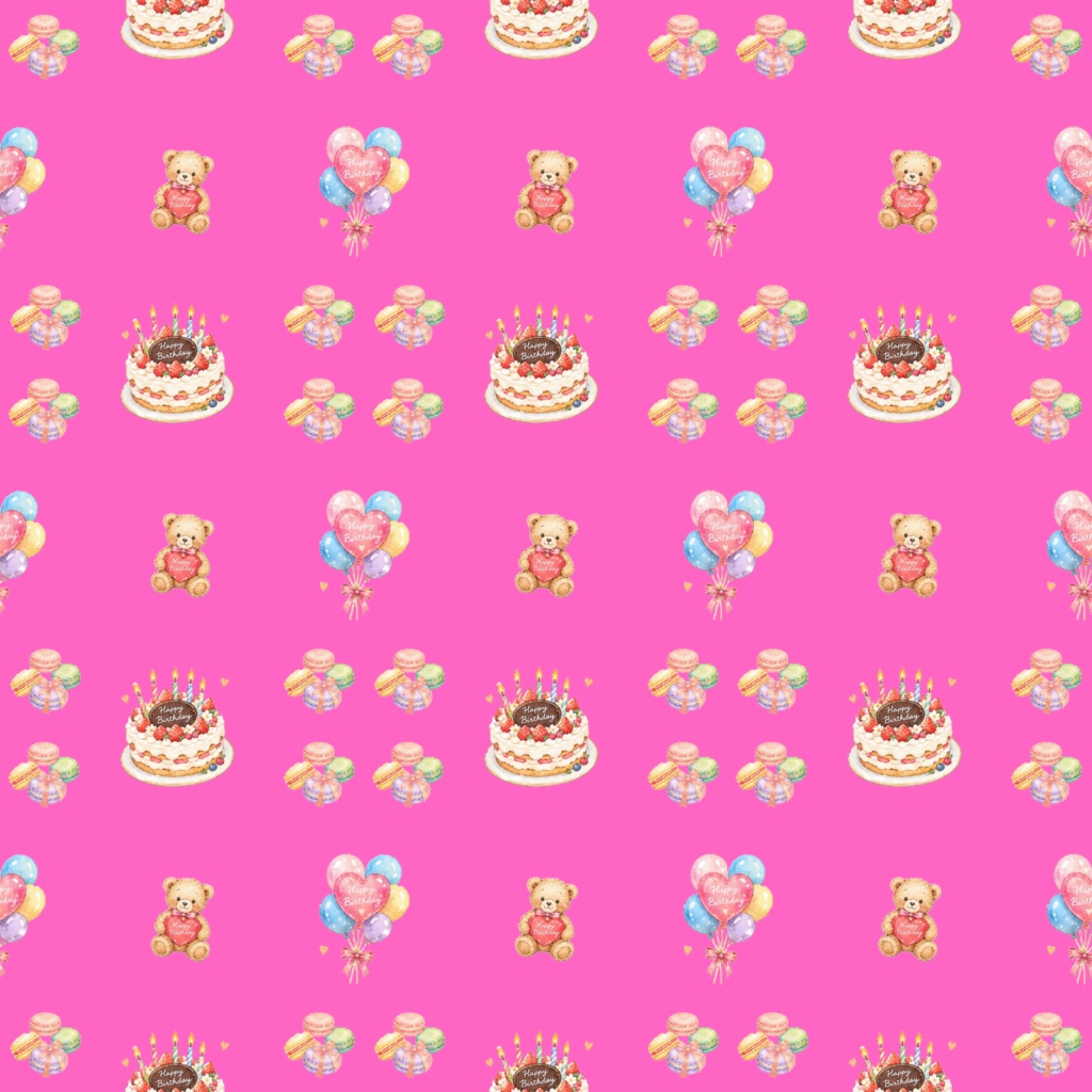Happy Birthday!デジタルペーパーシームレスパターン5枚セット