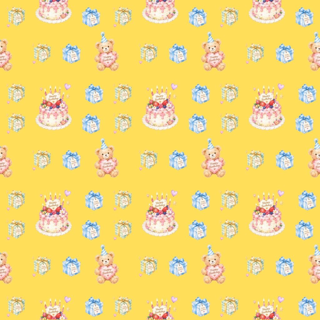 Happy Birthday!デジタルペーパーシームレスパターン5枚セット
