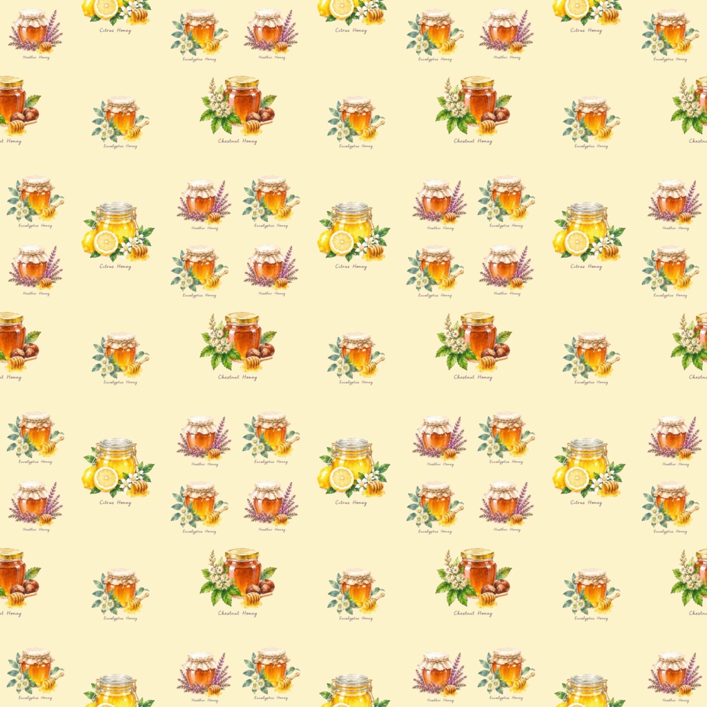 Various Kinds Of Honeyデジタルペーパーシームレスパターン5枚セット
