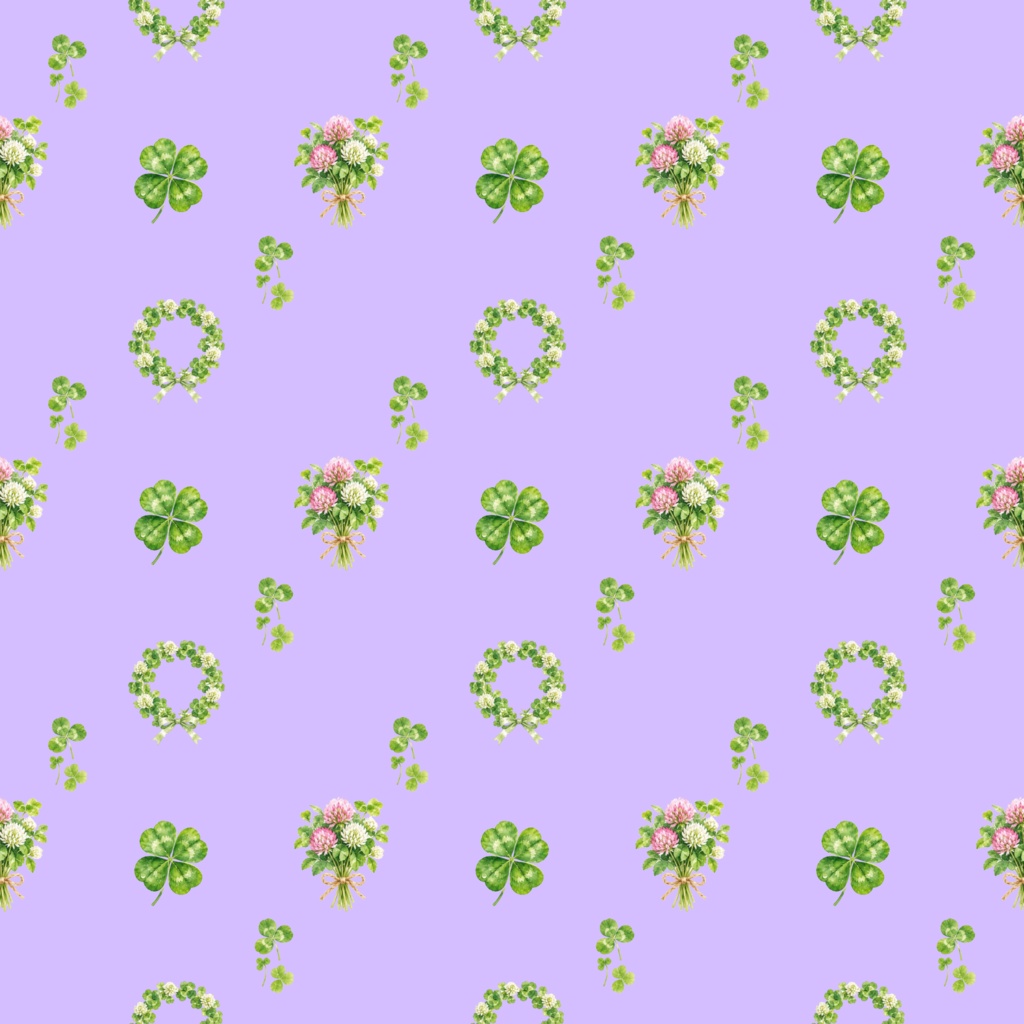 Four Leaf Cloverデジタルペーパーシームレスパターン5枚セット