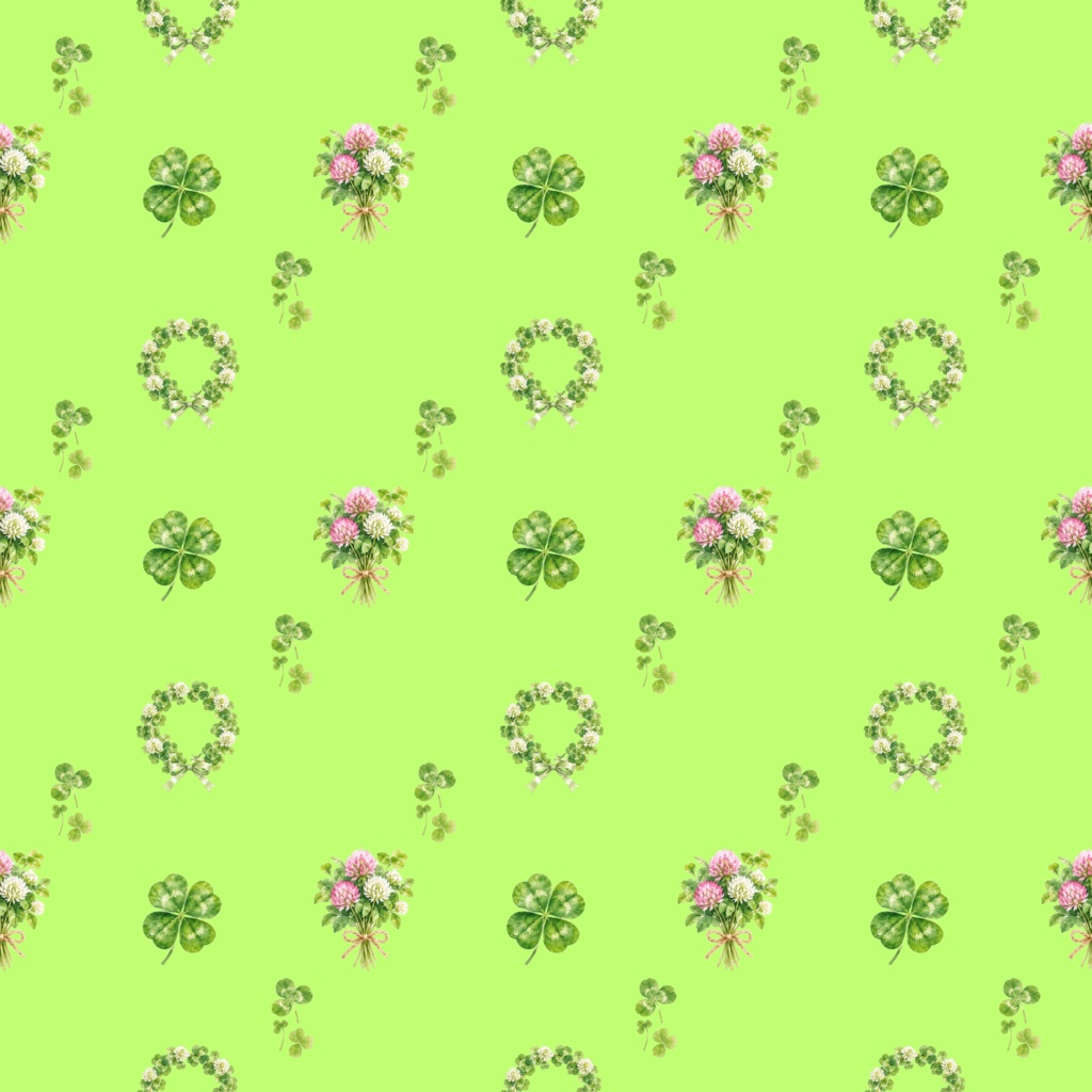 Four Leaf Cloverデジタルペーパーシームレスパターン5枚セット