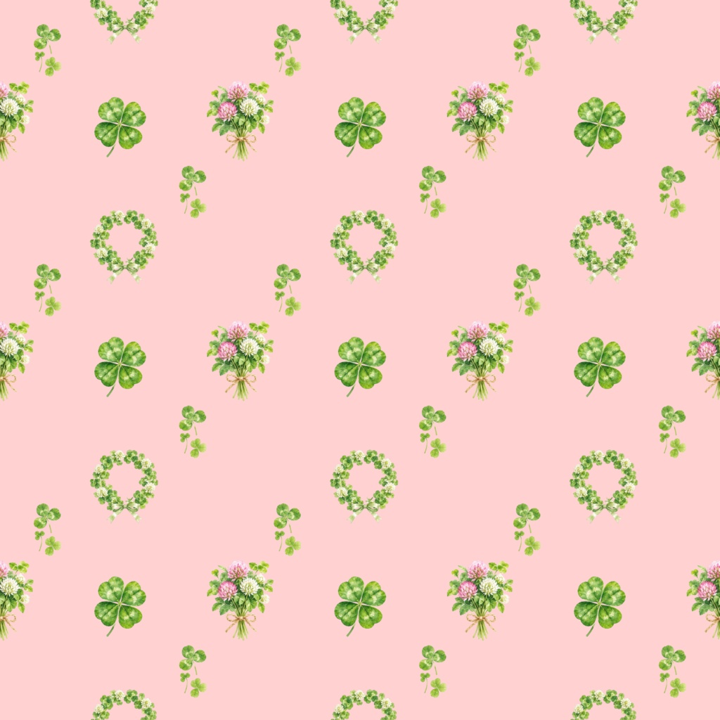 Four Leaf Cloverデジタルペーパーシームレスパターン5枚セット