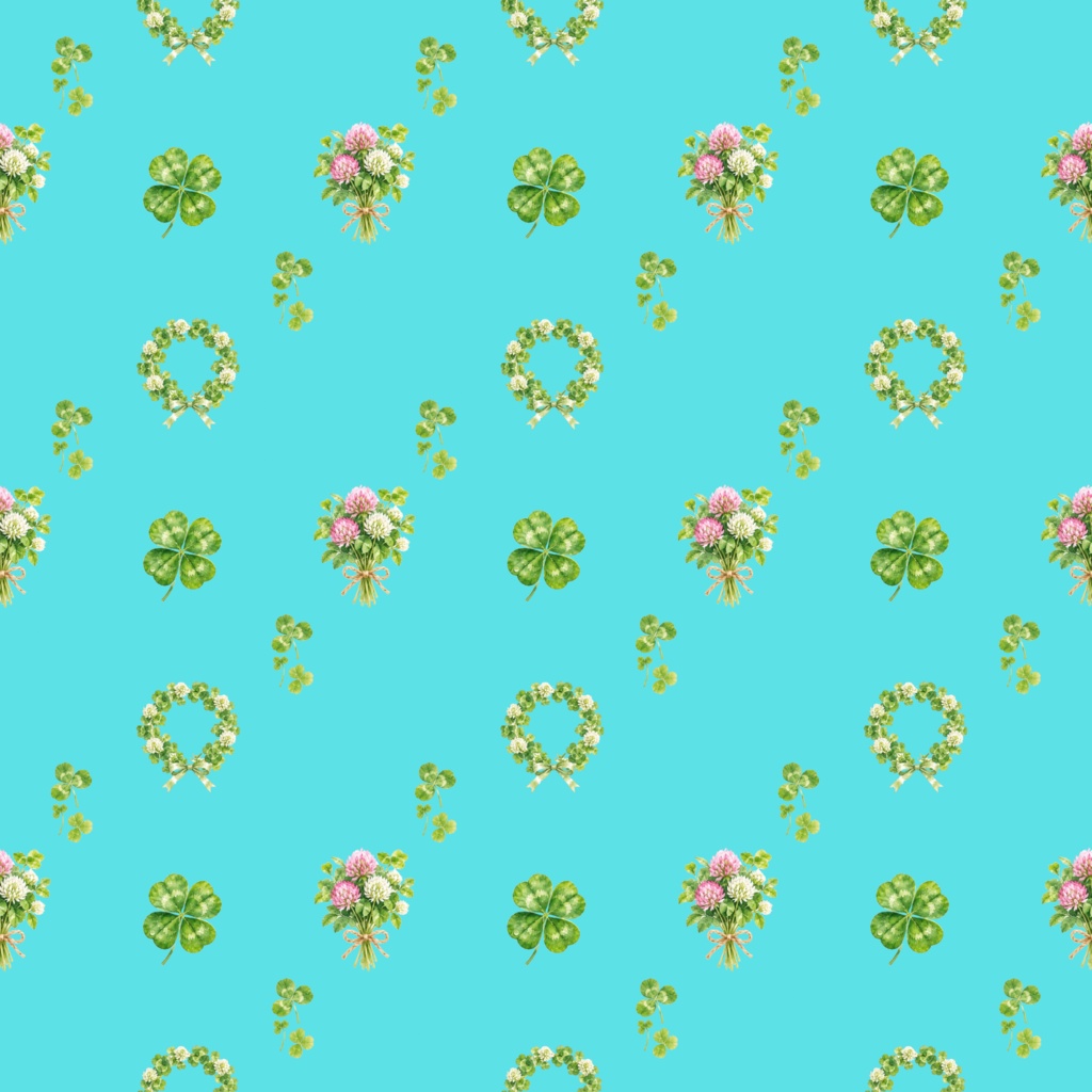 Four Leaf Cloverデジタルペーパーシームレスパターン5枚セット