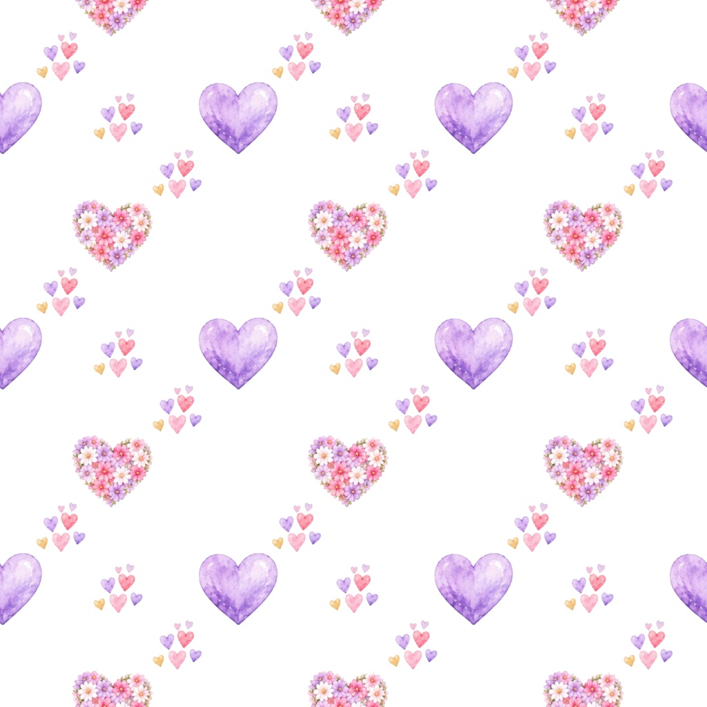 Full Of Hearts③デジタルペーパーシームレスパターン5枚セット