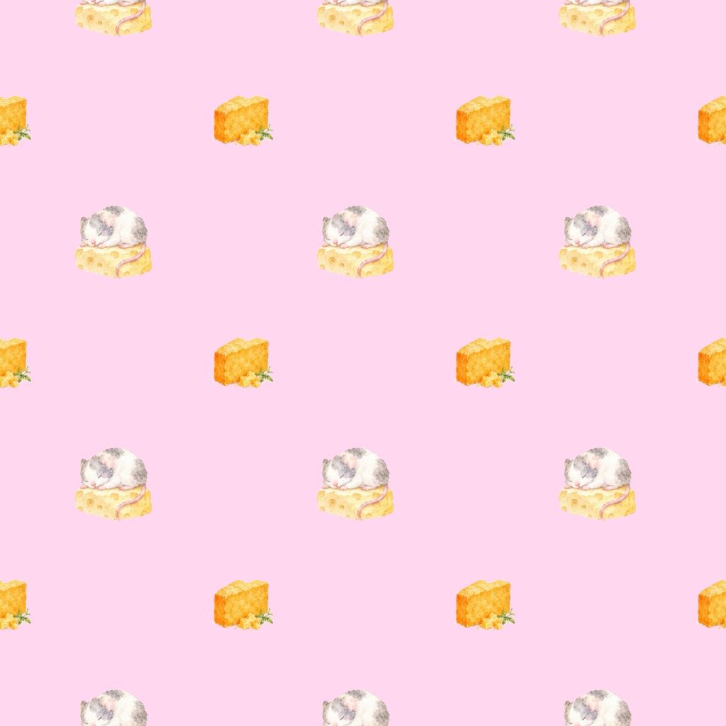 Mouse and Cheeseデジタルペーパーシームレスパターン5枚セット
