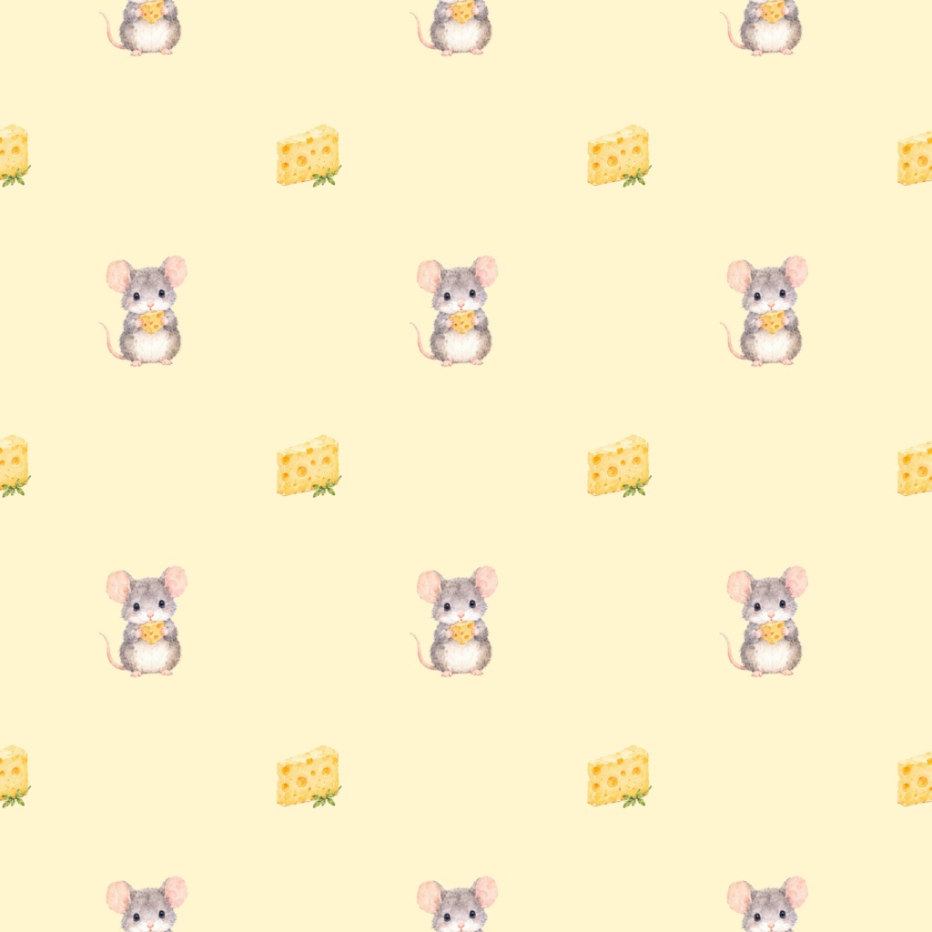 Mouse and Cheeseデジタルペーパーシームレスパターン5枚セット
