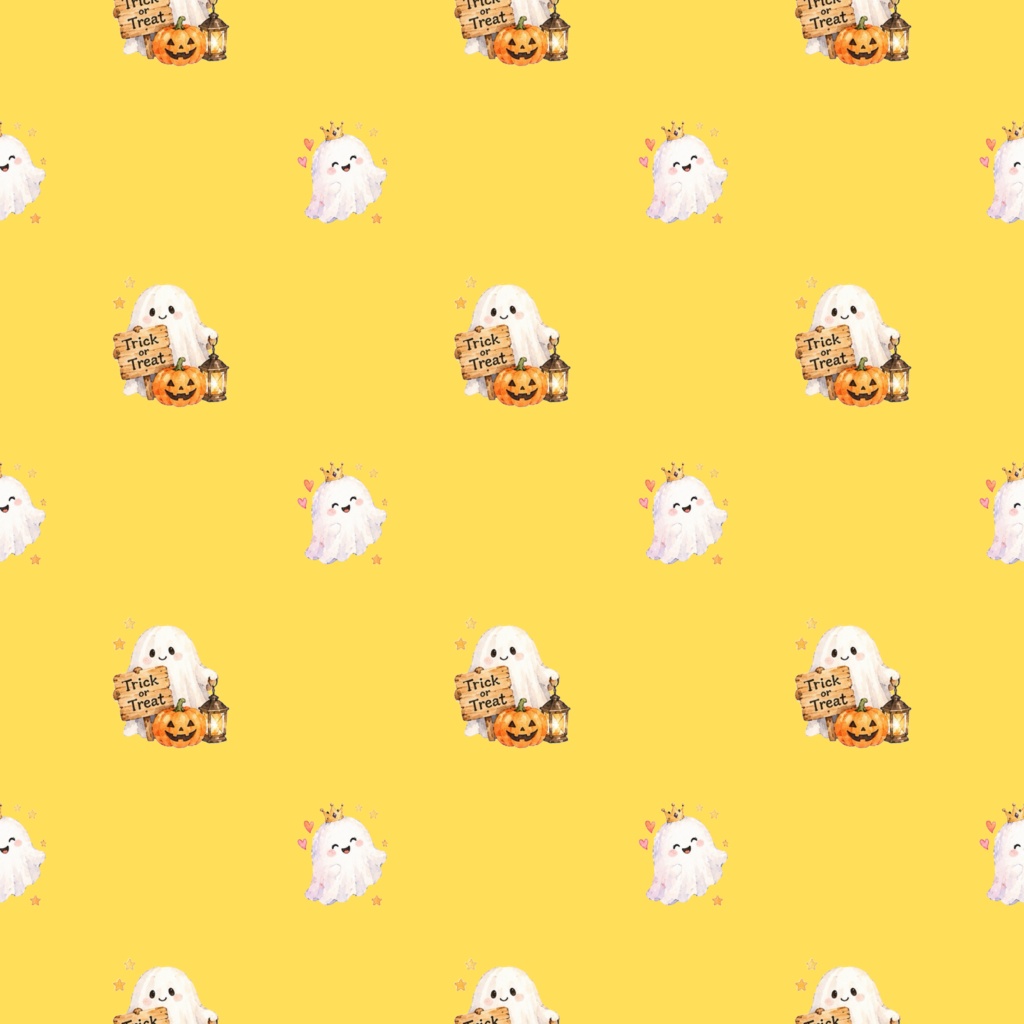 Halloween Ghostデジタルペーパーシームレスパターン5枚セット