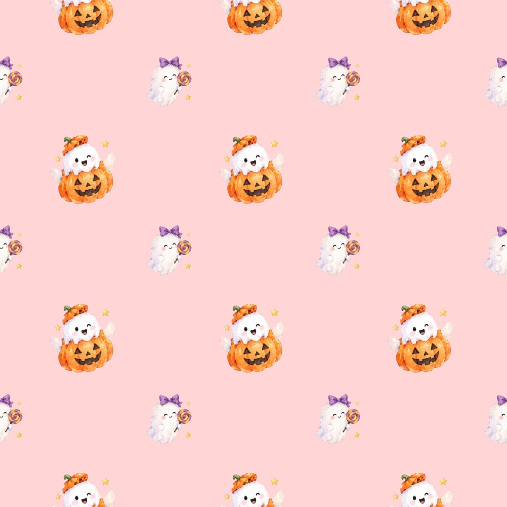 Halloween Ghost②デジタルペーパーシームレスパターン5枚セット