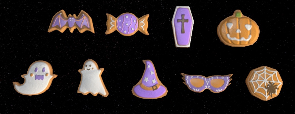 ハロウィンモチーフのクッキーセット Ver1.2+マシュマロセット
