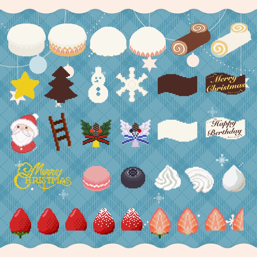 【ドット絵】クリスマスケーキセット