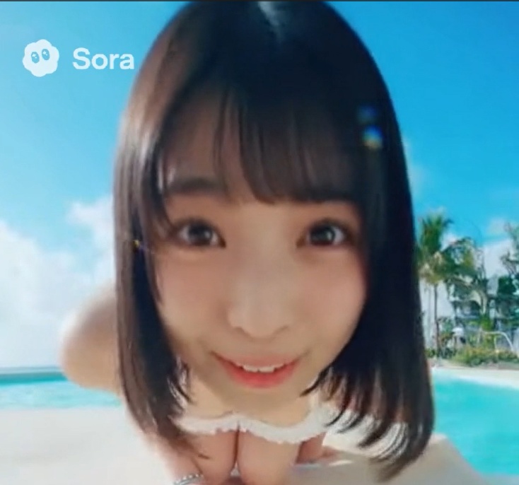 カメとグラビア美女との水中での交流やキスを描いたショート動画集
