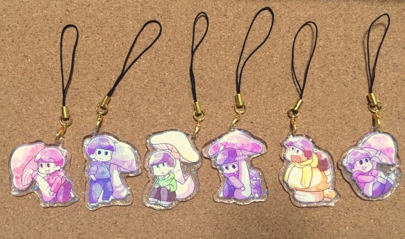 きのこ×おそ松さん プラ板ストラップ
