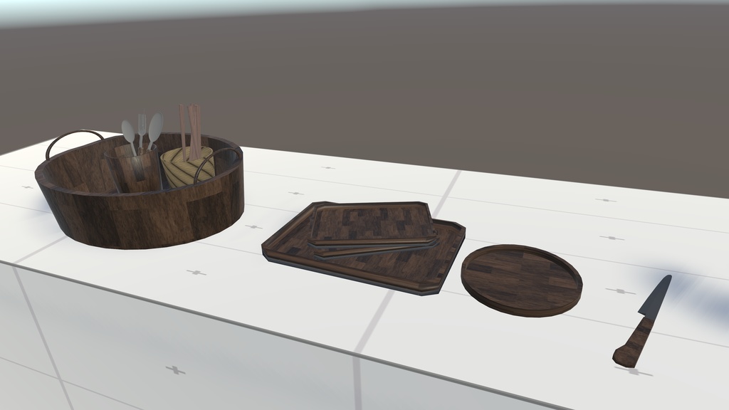 【VRC向け家具】観葉植物+おまけ食器Set