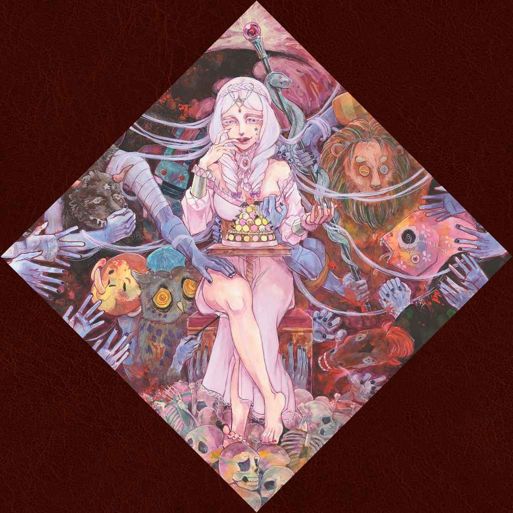 白魔女とはりぼての眷属たち（額装済）