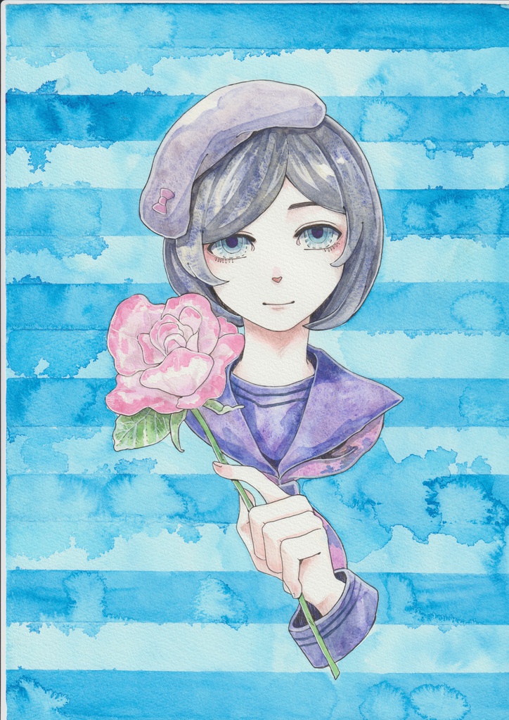 23.女学生と花（額なし）