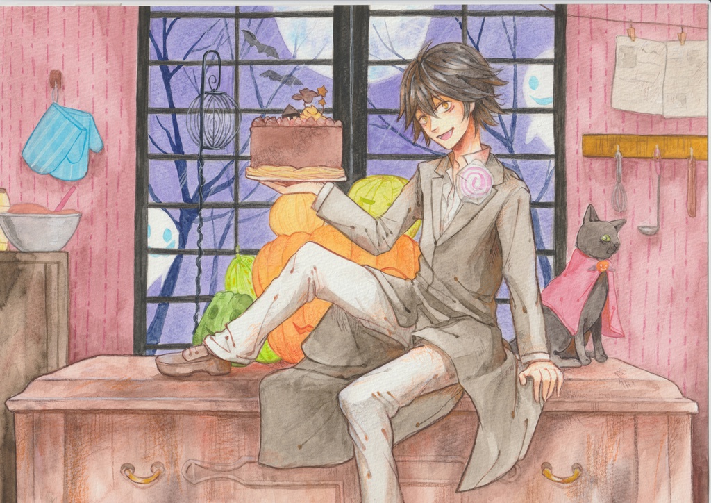 ハロウィン夜の窓（額なし）
