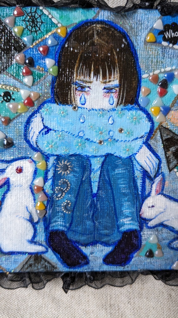 うさぎコラボキャンバス原画『悲しみ』