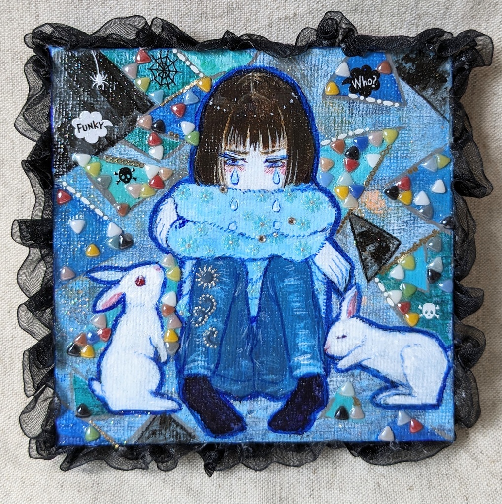 うさぎコラボキャンバス原画『悲しみ』