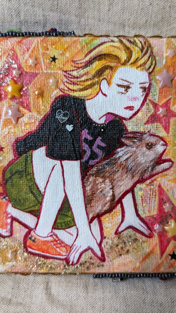 うさぎコラボキャンバス原画『スタート!』