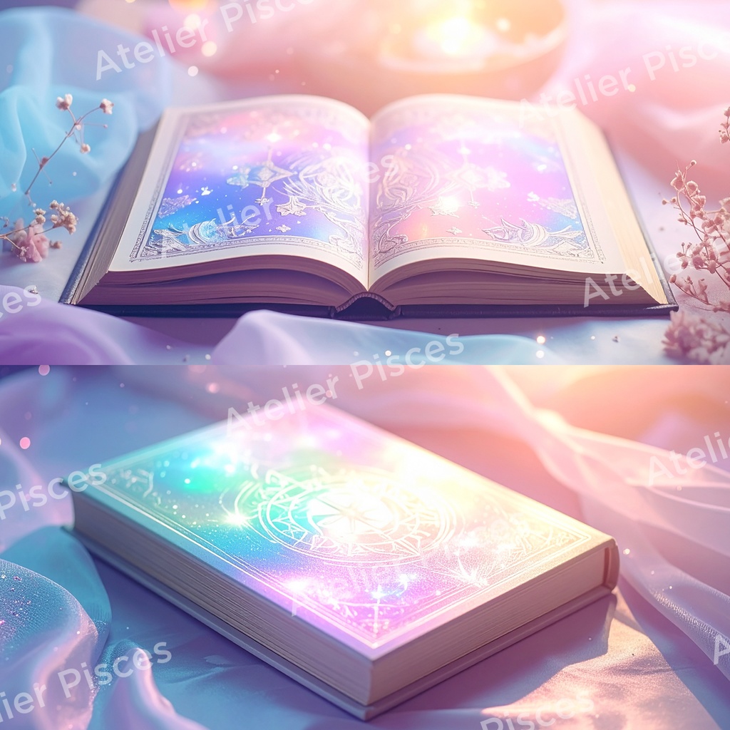 パステルカラーの魔法の本画像 5枚セット【商用可】