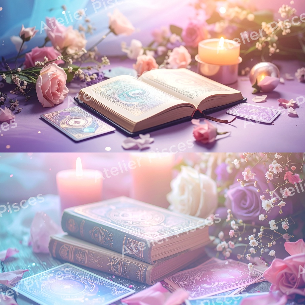 パステルカラーの魔法の本画像 5枚セット【商用可】