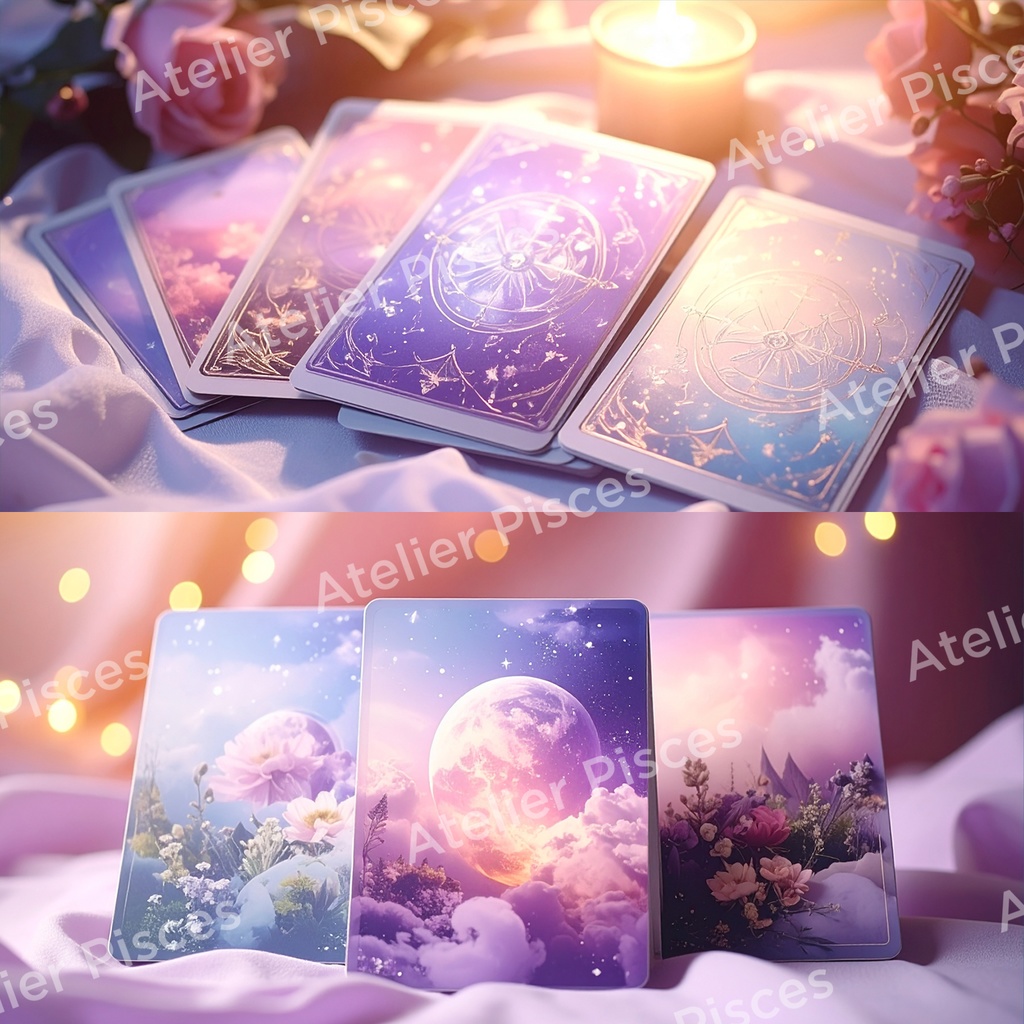 パステルカラーのオラクル風カード画像 5枚セット【商用可】