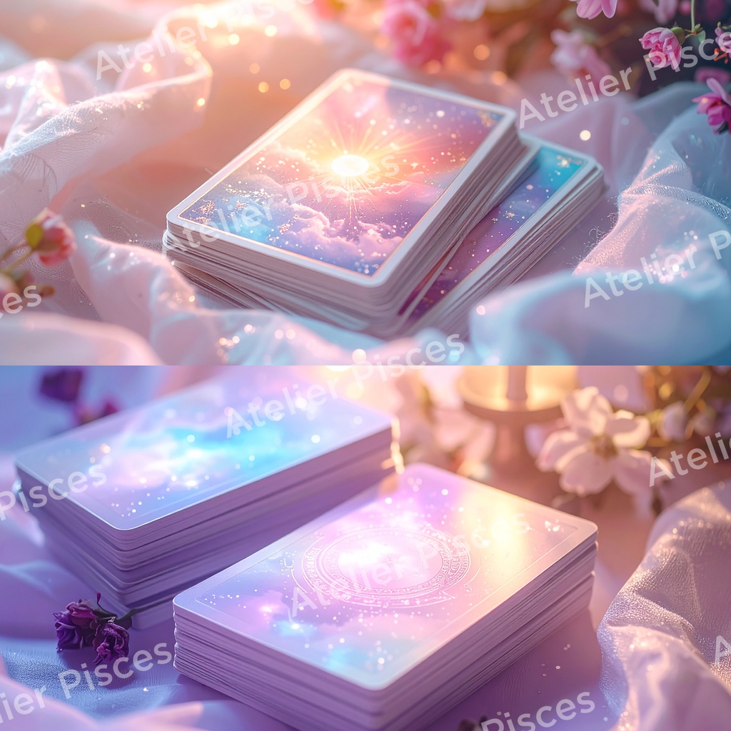 パステルカラーのオラクル風カード画像 5枚セット【商用可】