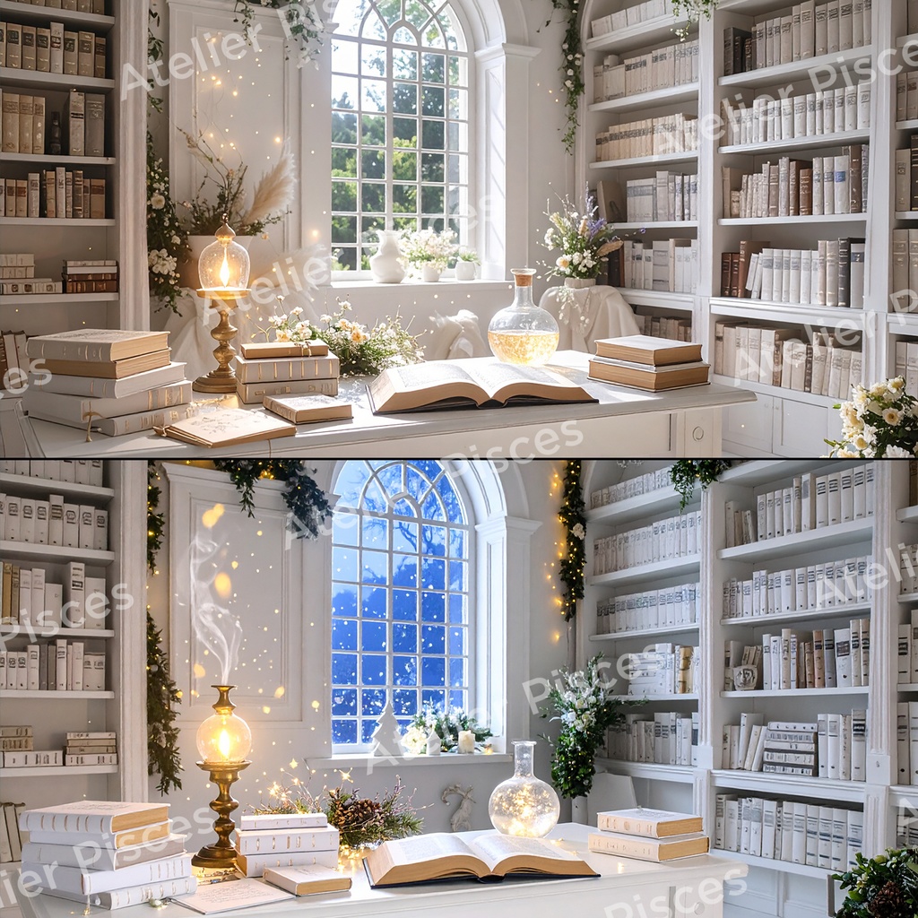 魔法の書斎画像(白バージョン) 6枚セット【商用可】