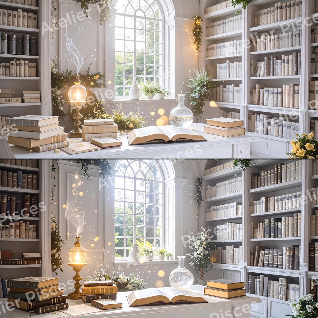 魔法の書斎画像(白バージョン) 6枚セット【商用可】