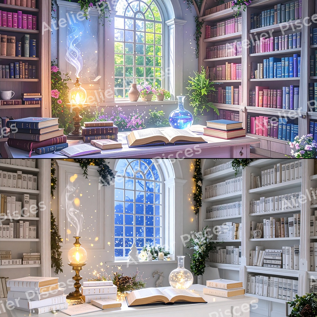 魔法の書斎画像(白バージョン) 6枚セット【商用可】