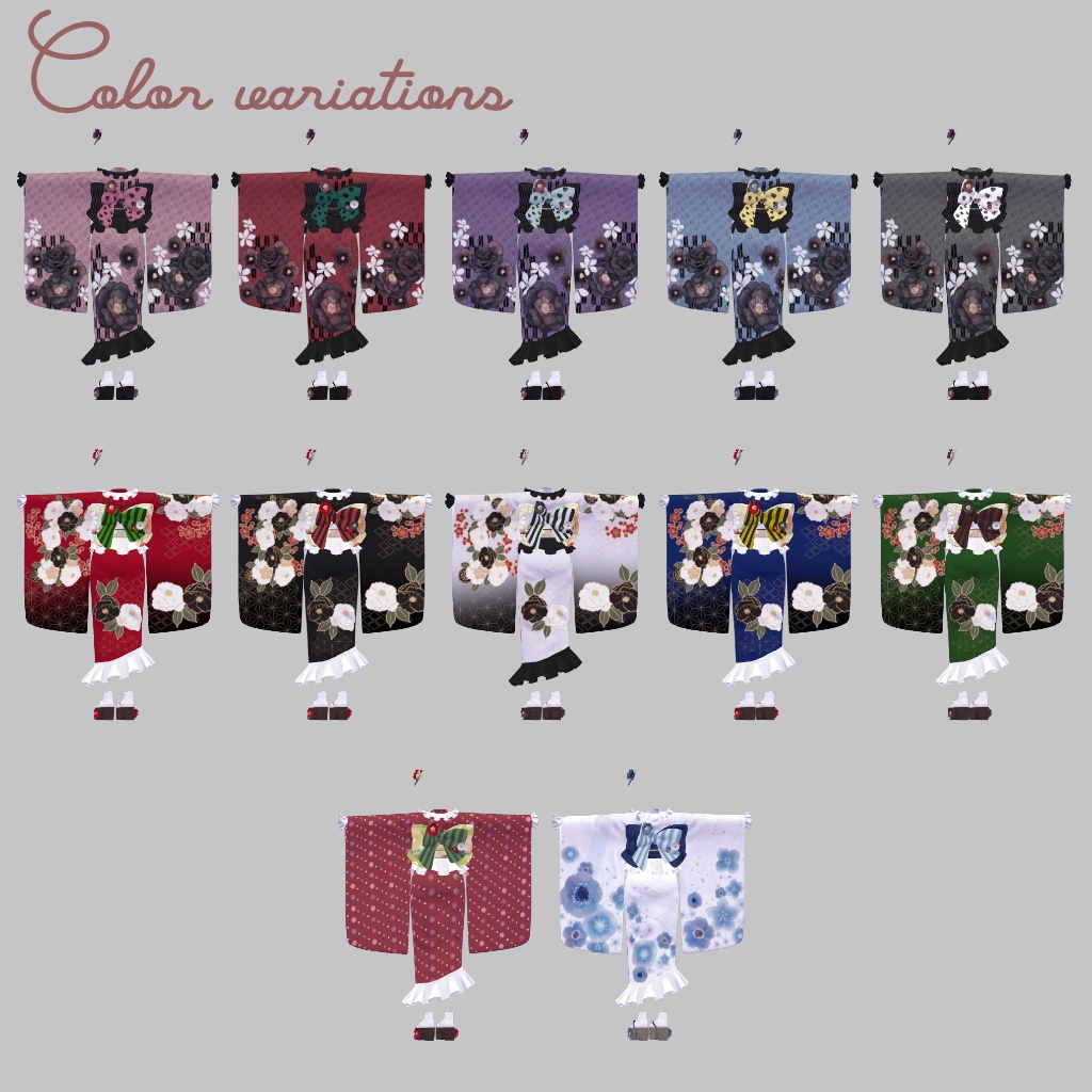 ♡22アバター対応♡ ふりる着物-椿-【VRChat】