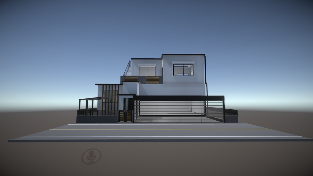 3Dモデル【Built in garage house】